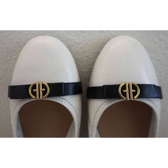 Cole Haan W26820 Women's Sz 9B Ivory/Black Leather Tova Bow Ballet Flats - Picture 9 of 11